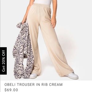 Motel Rocks high-waisted wide leg pants (cream)